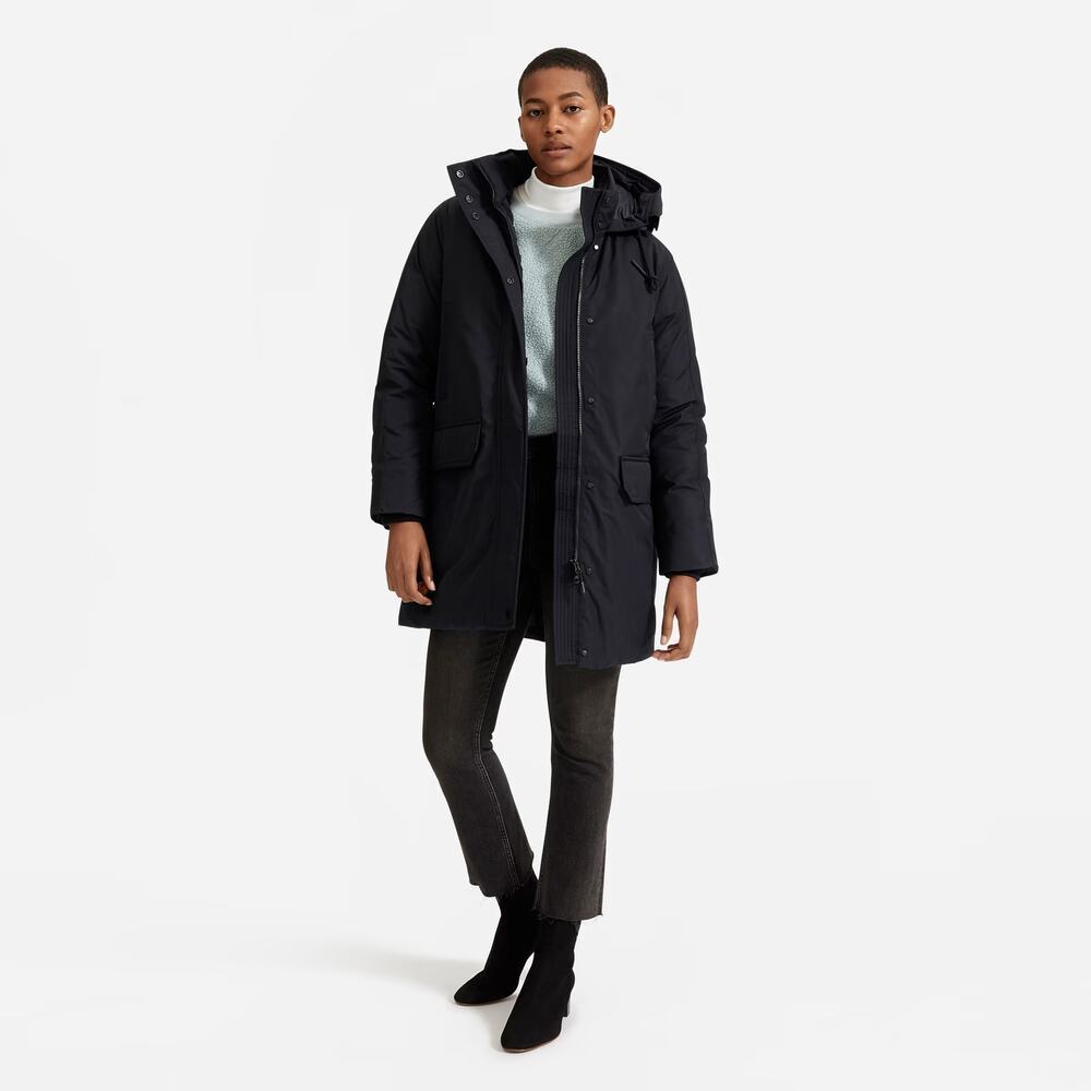 Everlane The ReNew Military Parka Black Women's Size Large NWT